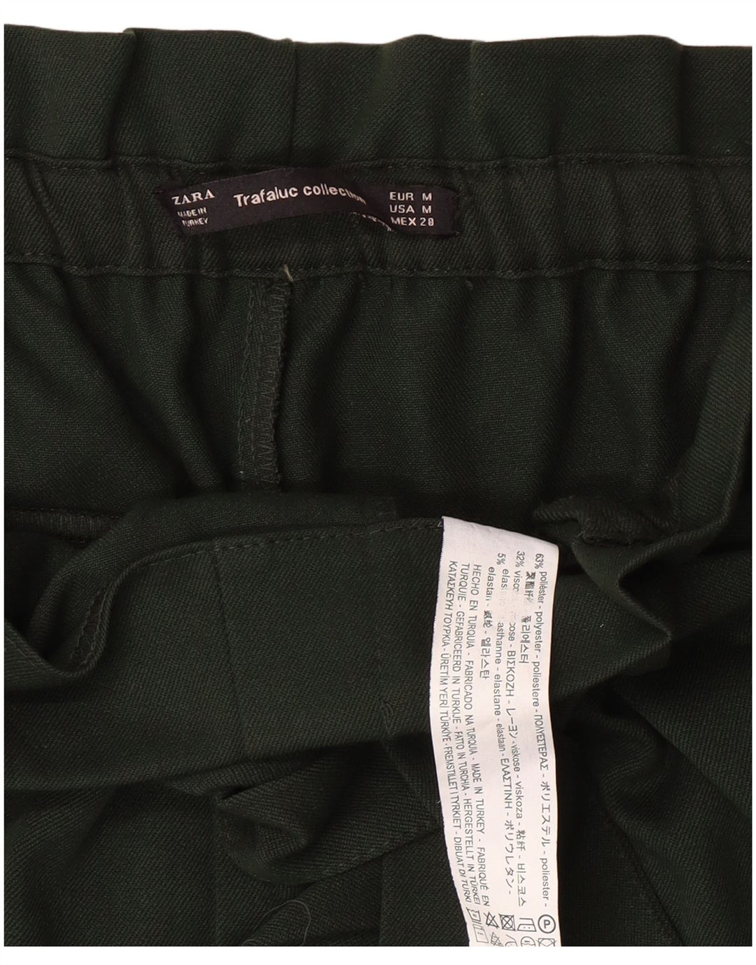ZARA Mujer Pantalón Casual Pegged Mediano W28 L27 Verde Poliéster