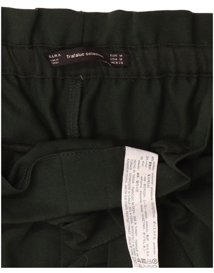 ZARA Mujer Pantalón Casual Pegged Mediano W28 L27 Verde Poliéster