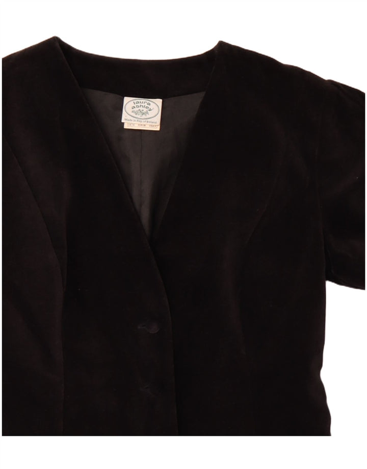Laura Ashley Chaqueta Blazer de Terciopelo de 5 Botones para Mujer UK 10 Small Black Cotton
