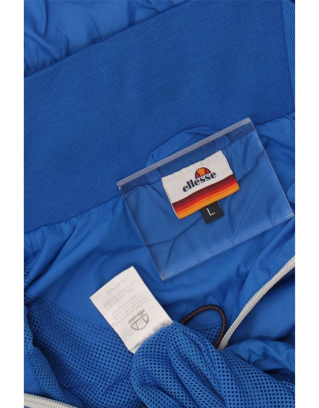 ELLESSE Chaqueta impermeable con capucha para hombre UK 40 Large Blue Nylon