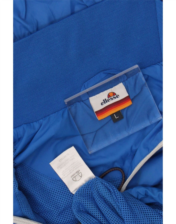 ELLESSE Chaqueta impermeable con capucha para hombre UK 40 Large Blue Nylon
