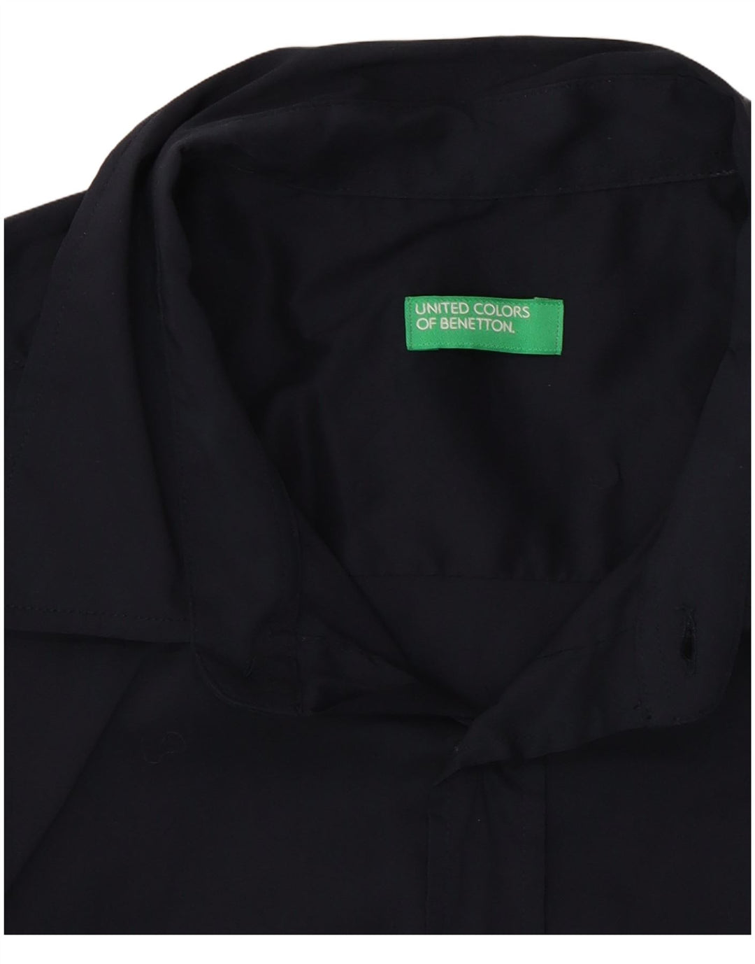 Benetton Hombre Camisa Manga Corta Medio Azul Marino