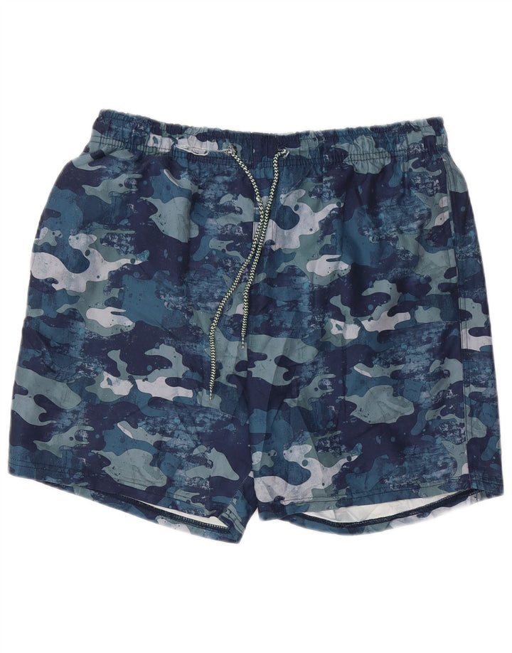 Bañador para hombre Mountain Warehouse Shorts de poliéster con estampado de camuflaje azul grande