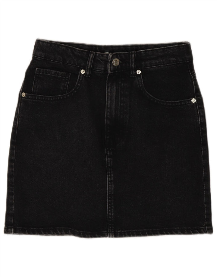Zara Mujer Mini Falda Vaquera Pequeña W26 Algodón Gris