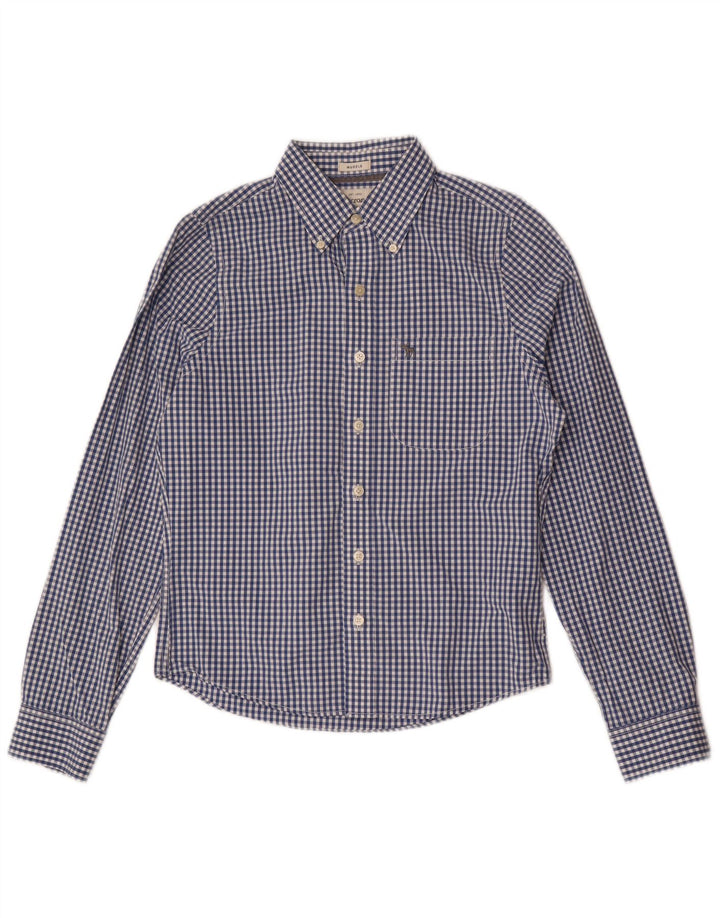 Abercrombie & Fitch Camisa ajustada para hombre de cuadros azules pequeños