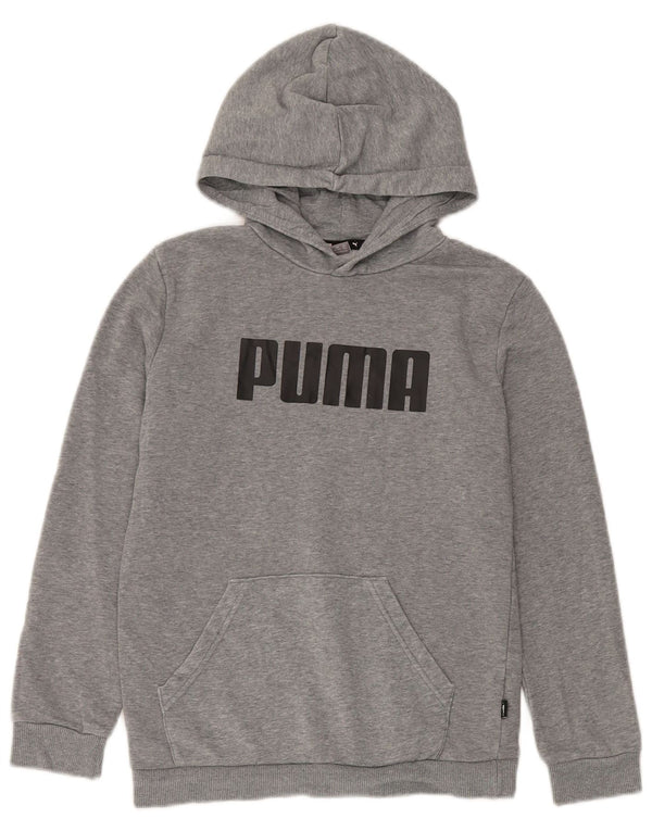 Puma Sudadera con capucha gráfica para niños 11-12 años Gris Algodón
