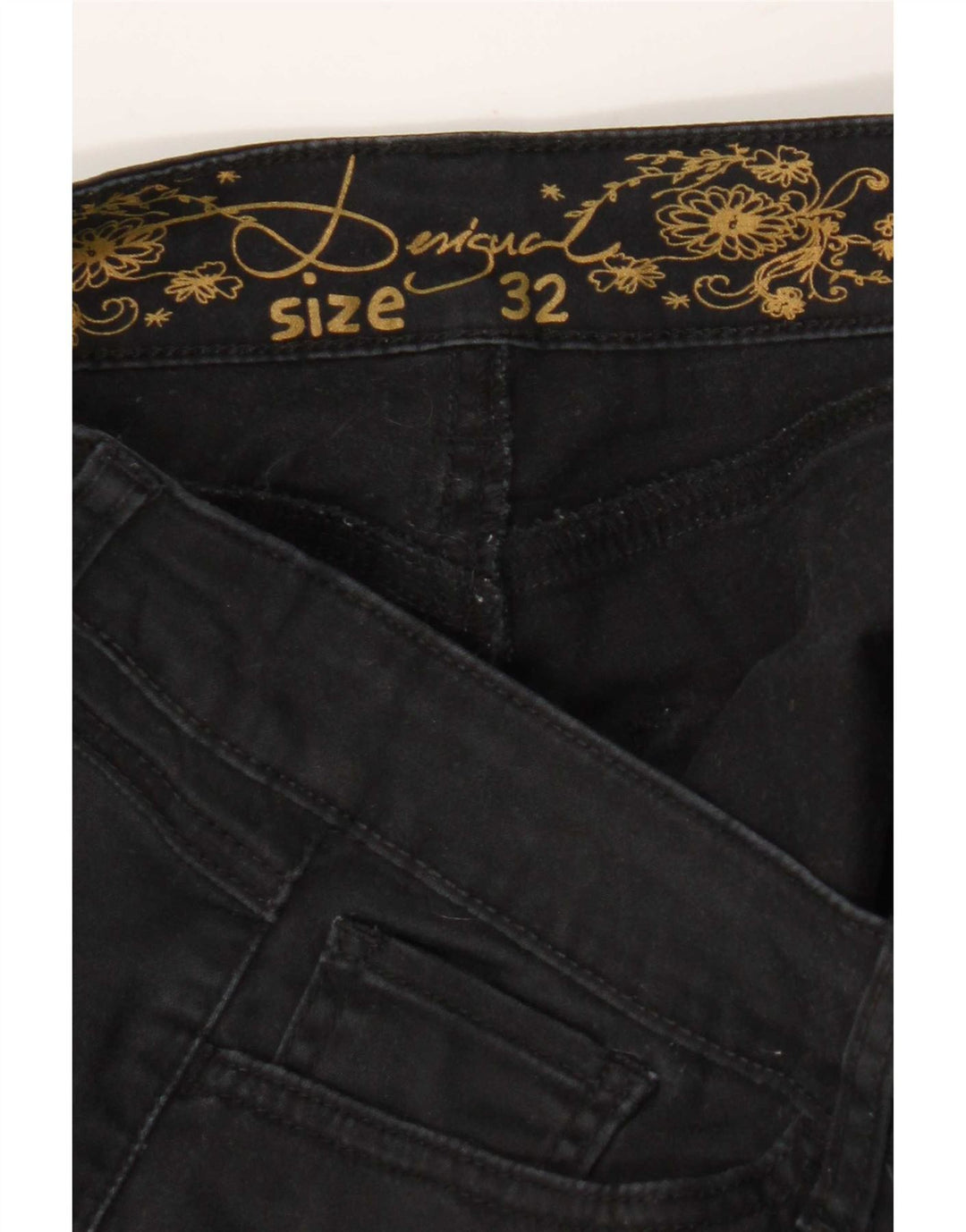 Jeans Ajustados Desigual Mujer W32 L32 Pata De Gallo Negro