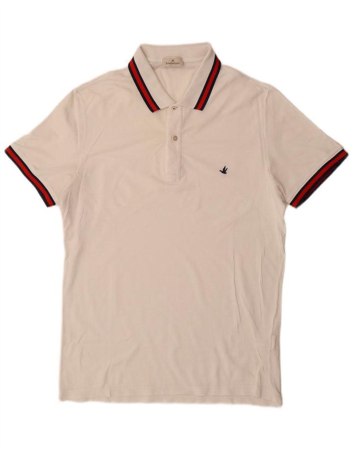 Brooksfield Polo para hombre IT 52 Algodón blanco grande