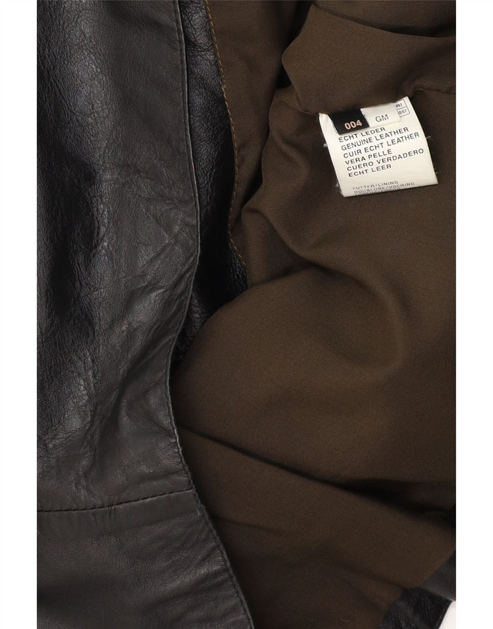 VINTAGE Chaleco de cuero para hombre Cuero negro medio