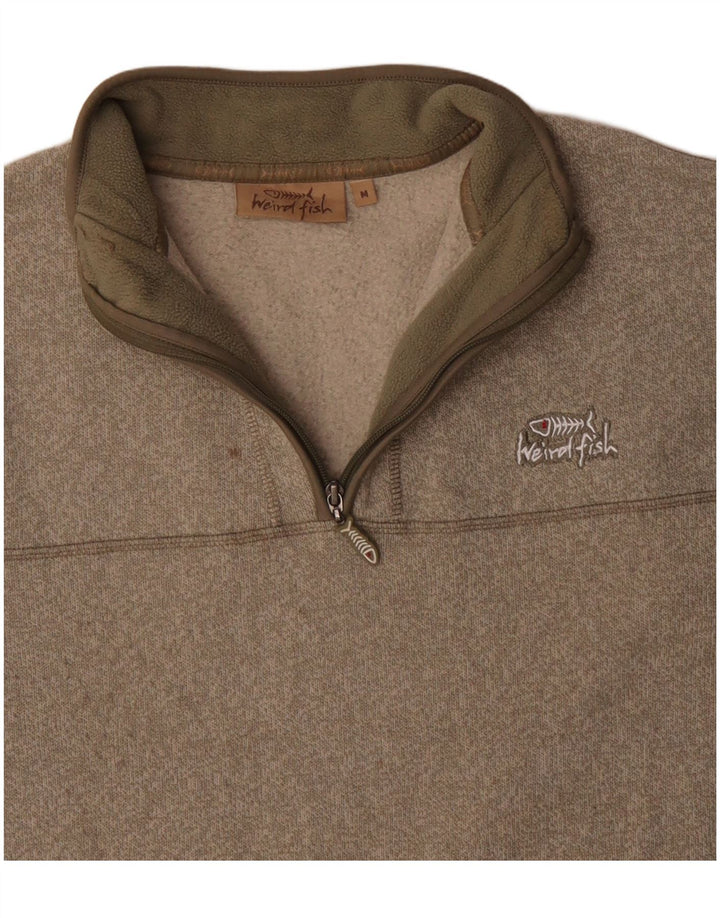 WEIRD FISH Sudadera con Cuello y Cremallera para Hombre Jersey Medio Beige Poliéster