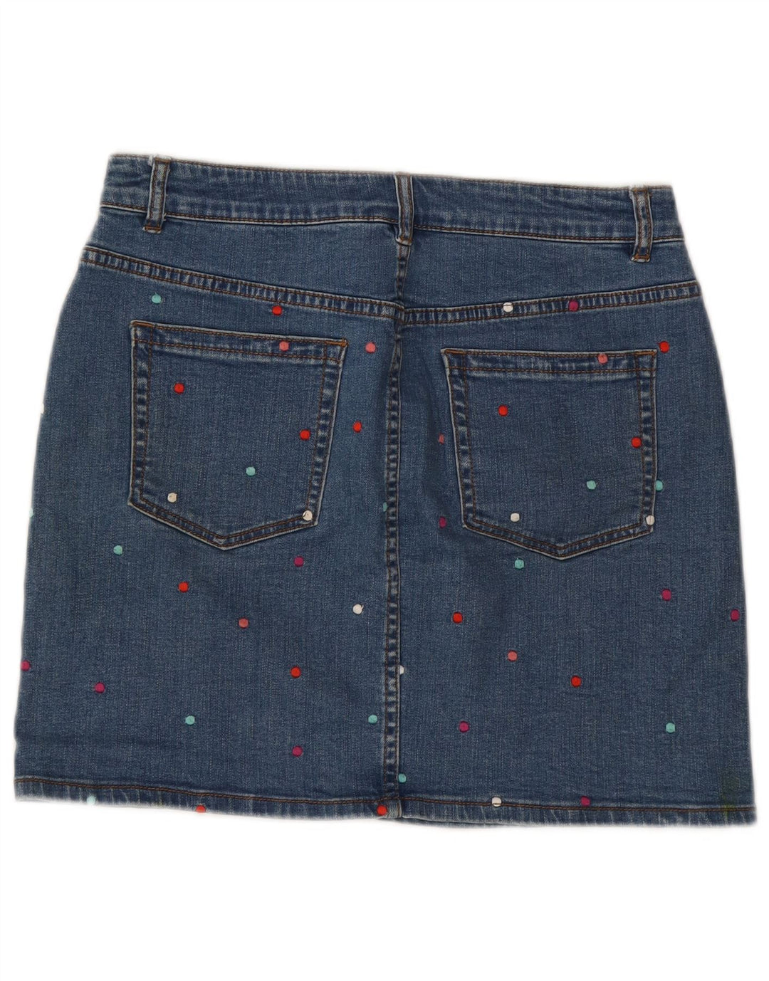 FRENCH CONNECTION Womens Denim Skirt UK 14 Medium W32 Blue Polka Dot