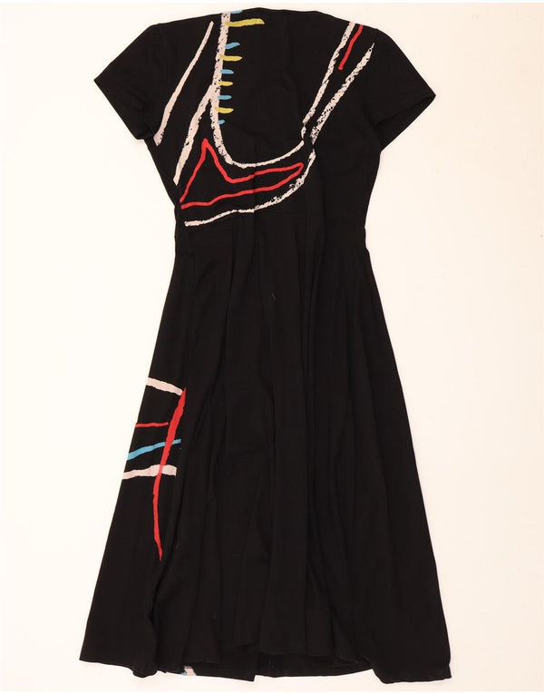 Desigual Vestido Gráfico A-Line para Mujer UK 44 Grande Negro