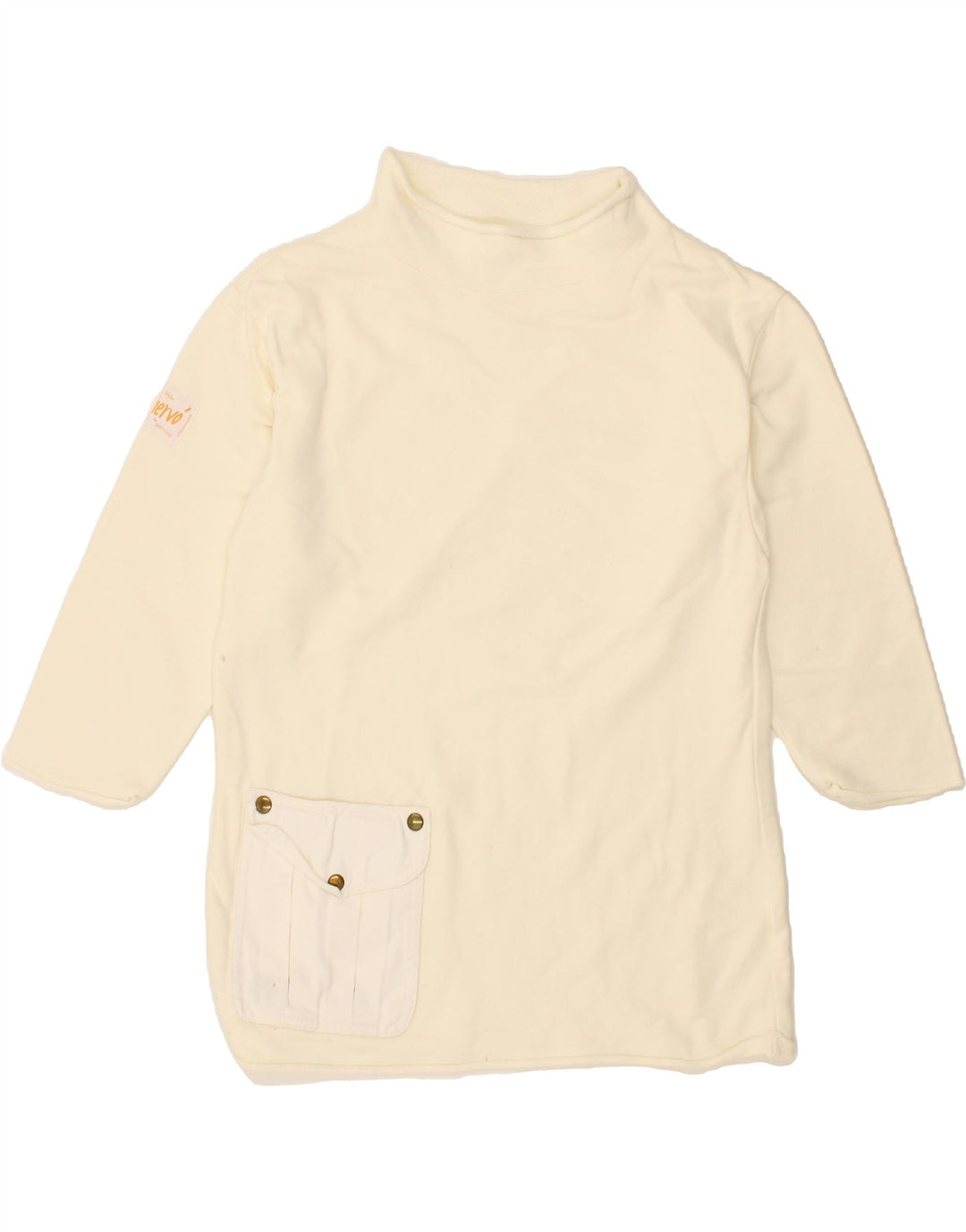 VINTAGE Womens 3/4 Sleeve Sweatshirt Jumper UK 12 Medium Off White Vintage Vintage and Second-Hand Vintage from Messina Hembry 