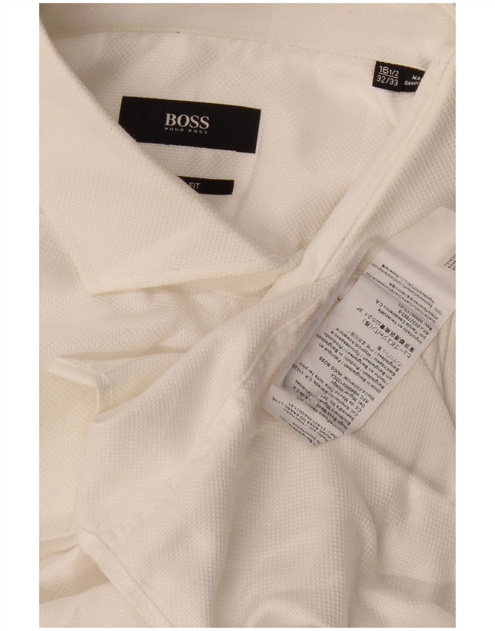 Hugo Boss Camisa alta para hombre Talla 16 1/2 Grande Algodón blanco