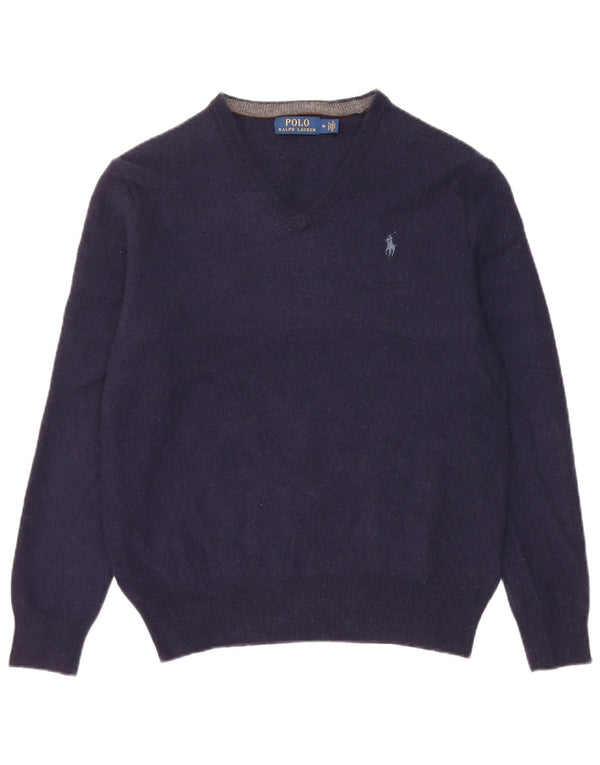 Polo Ralph Lauren Jersey con cuello en V para hombre de lana merino azul marino mediano