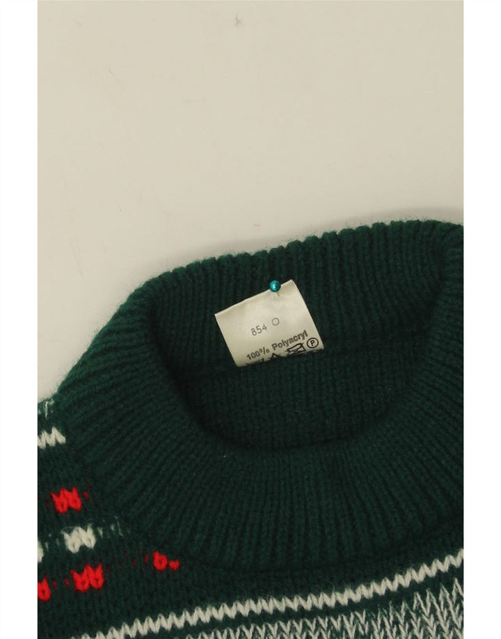 Dralon Hombre Cuello Redondo Jersey Jersey Pequeño Verde Fair Isle Poliacrílico