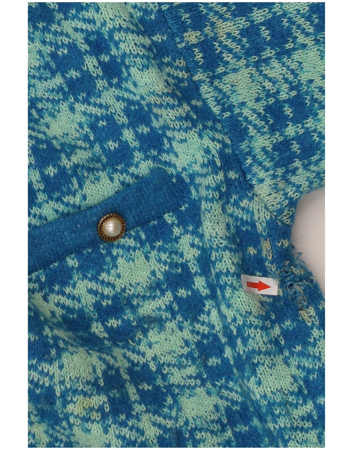 Zara Mujer Suéter Cárdigan Extragrande Reino Unido 10 Pequeño Algodón De Pata De Gallo Azul