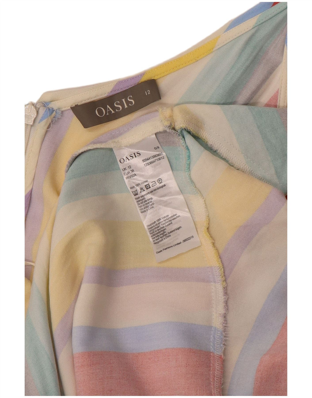 Oasis Vestido de verano para mujer UK 40 Viscosa a rayas multicolor mediana