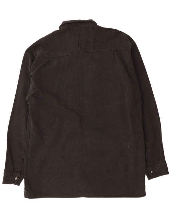 VINTAGE Camisa de pana para hombre Reino Unido 47/48 3XL Algodón negro