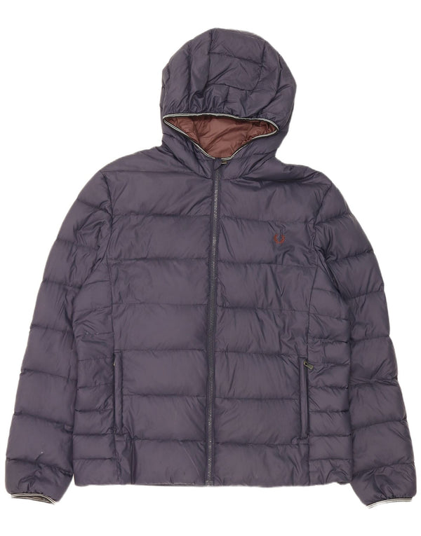 Fred Perry Chaqueta acolchada con capucha para hombre UK 44 2XL Azul marino Nylon