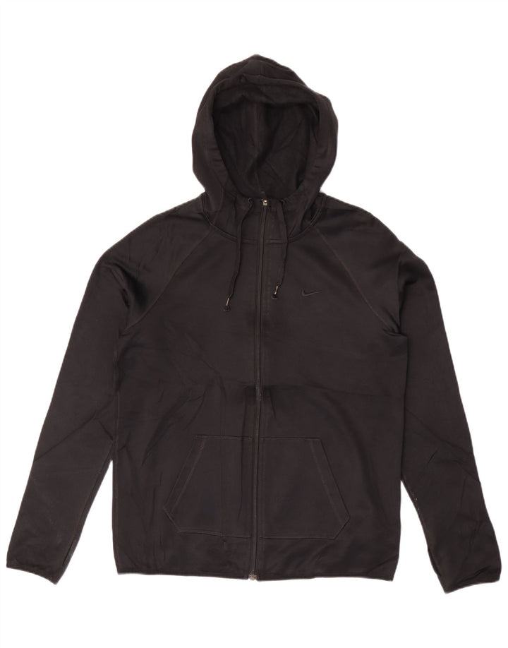 Nike Therma-Fit Zip Sudadera con capucha para hombre, talla pequeña, poliéster negro