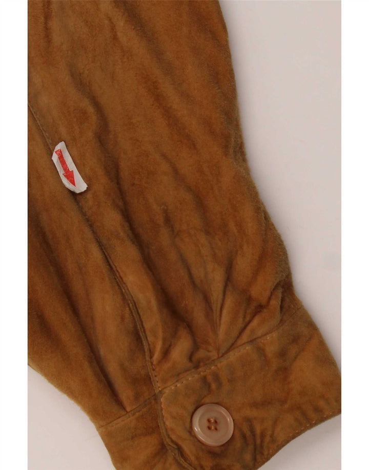 Vintage hombres ante chaqueta EU 54 XL cuero beige