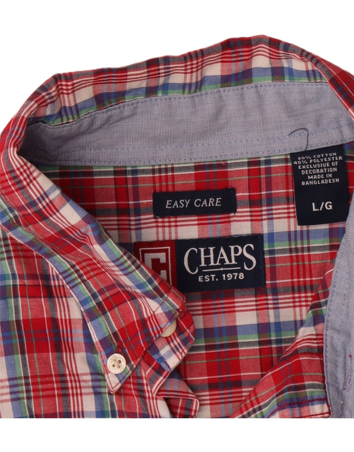 Chaps Camisa de manga corta para hombre de algodón a cuadros rojos grandes