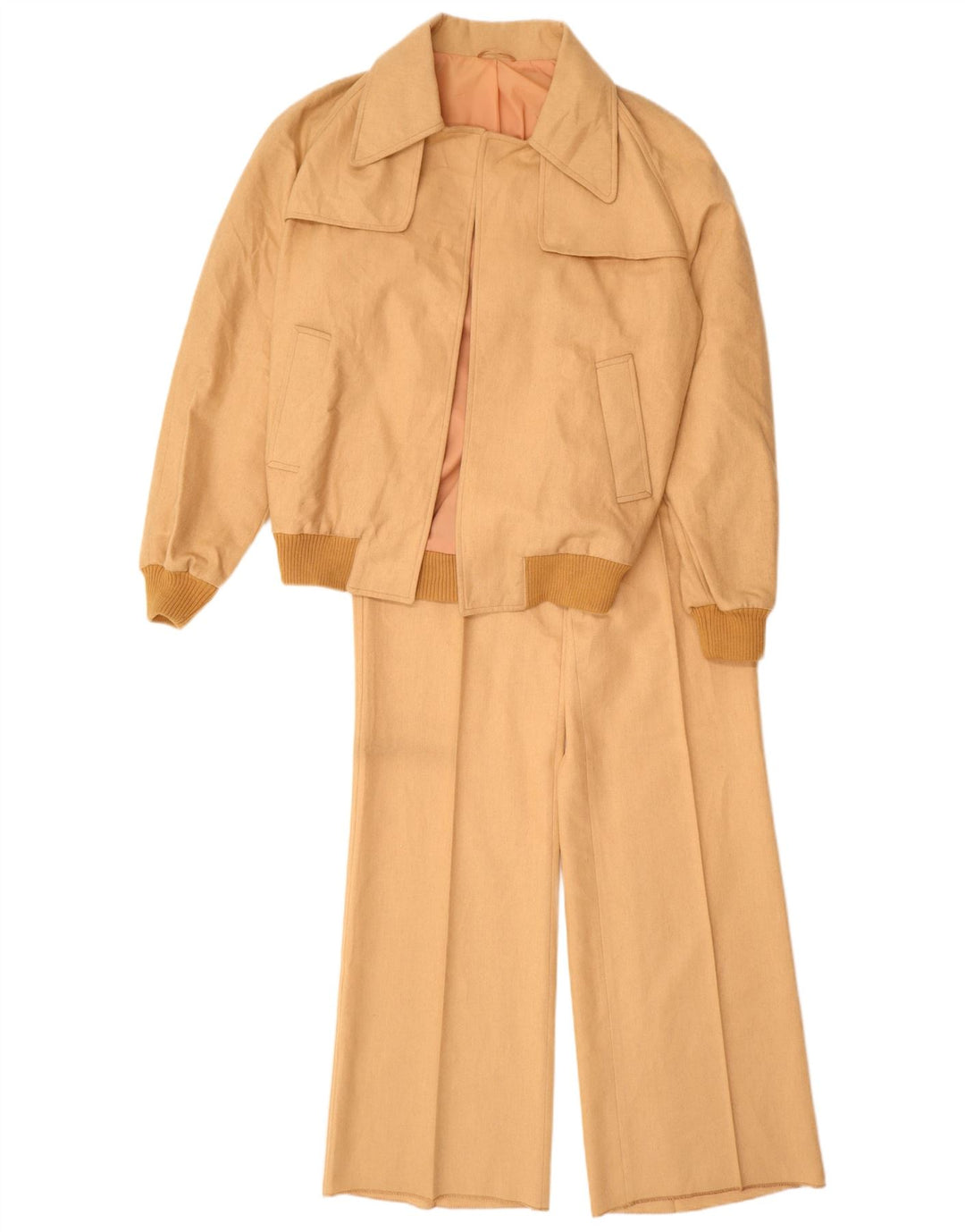 VINTAGE Conjunto de 2 piezas para mujer Reino Unido 12 Medio W28 L34 Beige