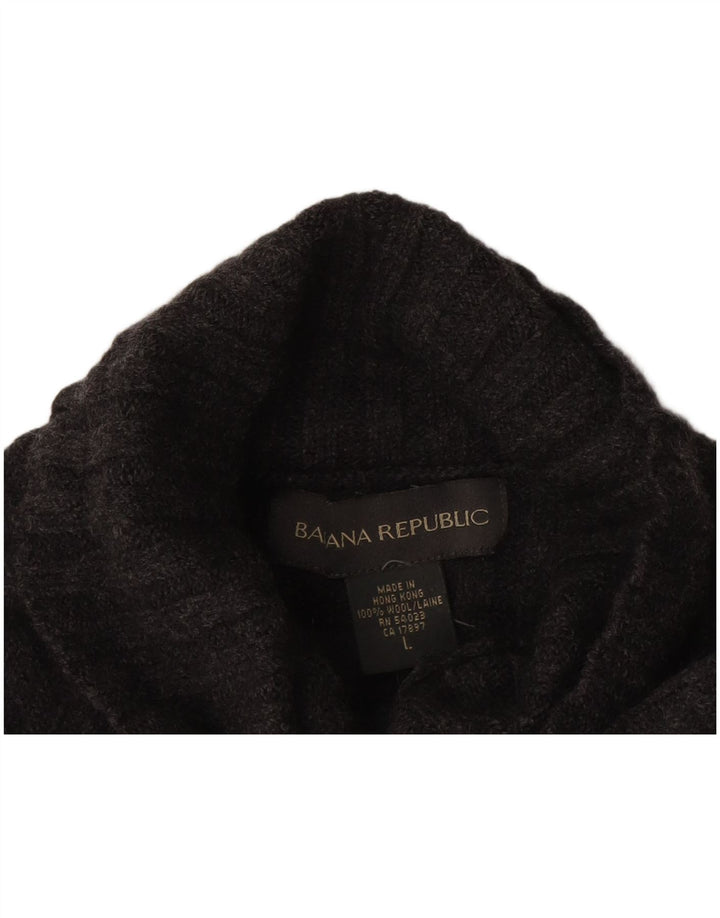 Banana Republic Jersey con cuello vuelto para hombre, suéter grande de lana gris