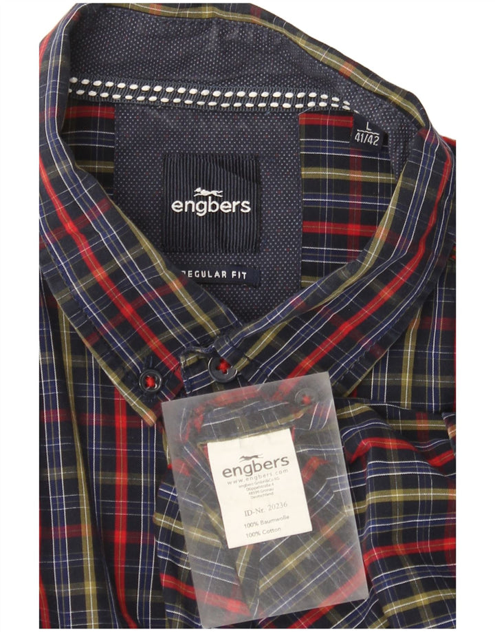 Engbers Camisa Regular Fit para Hombre Talla 41/42 Grande Algodón a Cuadros Multicolor