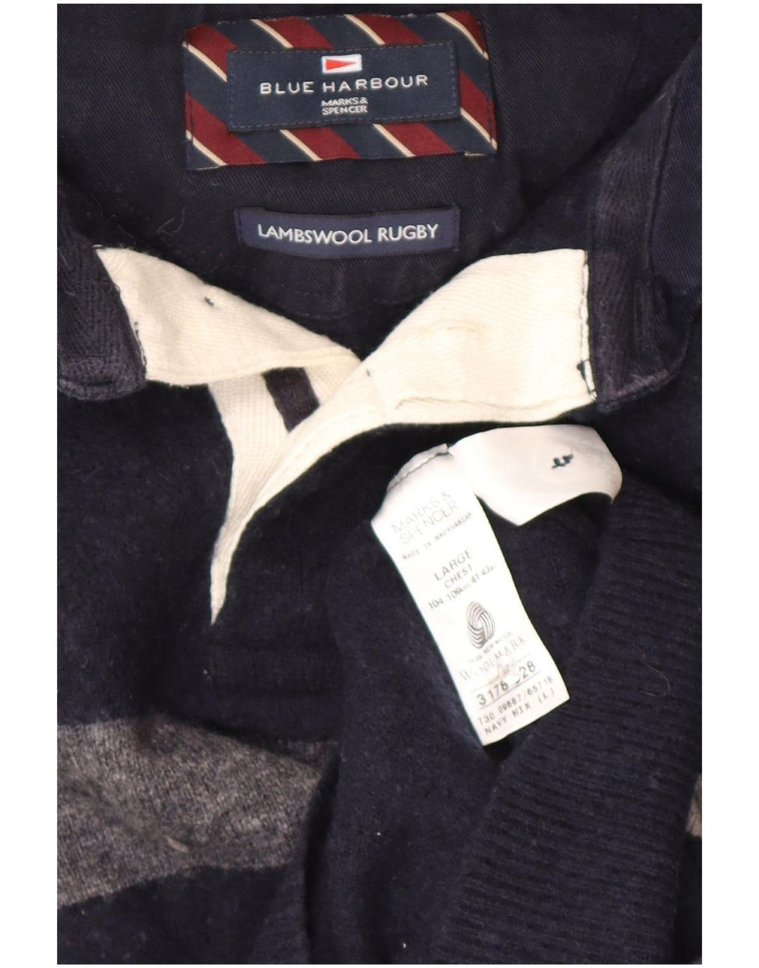 Marks & Spencer Jersey azul marino con cuello tipo polo para hombre, talla grande, color azul marino