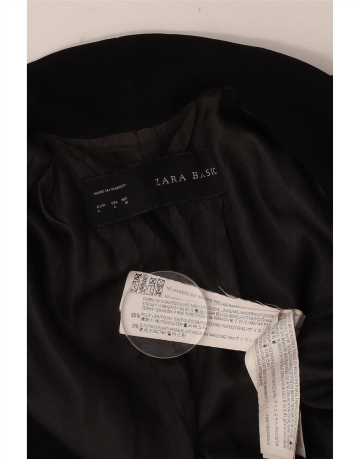 Zara Chaqueta Americana Abierta Asimétrica para Mujer UK 46 Grande Poliéster Negro