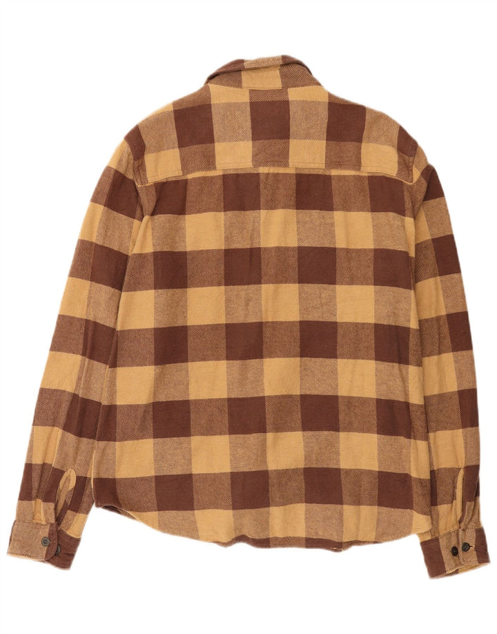 HUF Camisa de franela para hombre de algodón a cuadros marrón grande