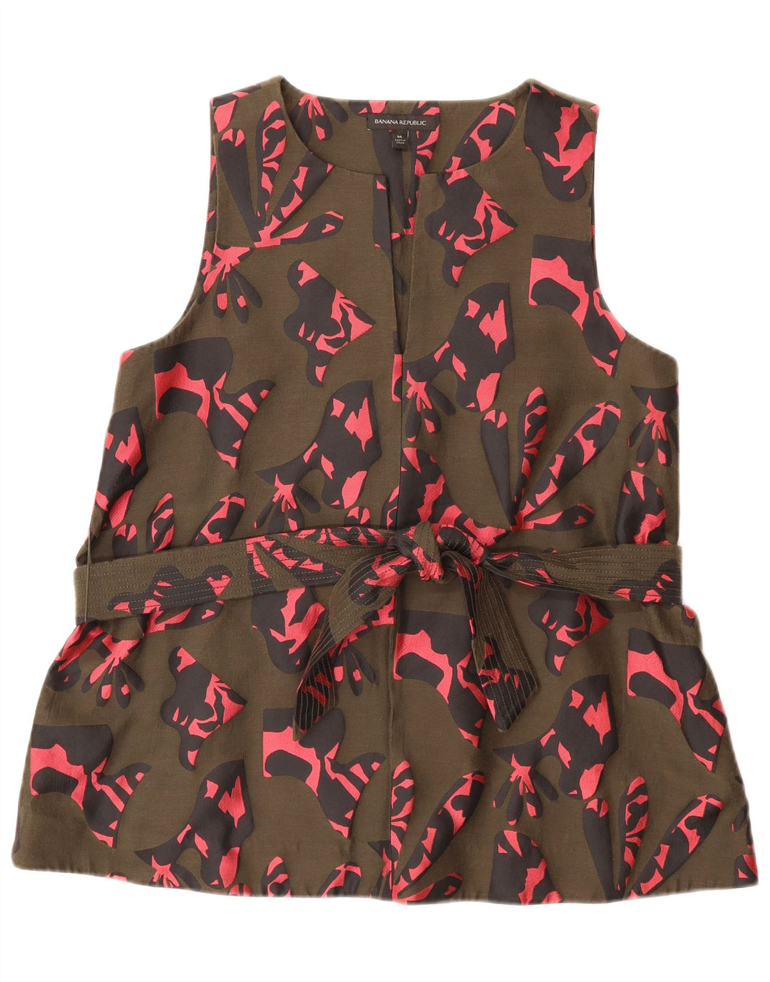 BANANA REPUBLIC Blusa con estampado abstracto para mujer Reino Unido 44 Caqui medio