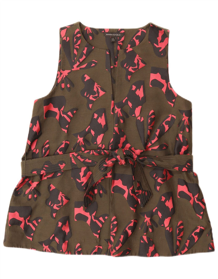 BANANA REPUBLIC Blusa con estampado abstracto para mujer Reino Unido 44 Caqui medio