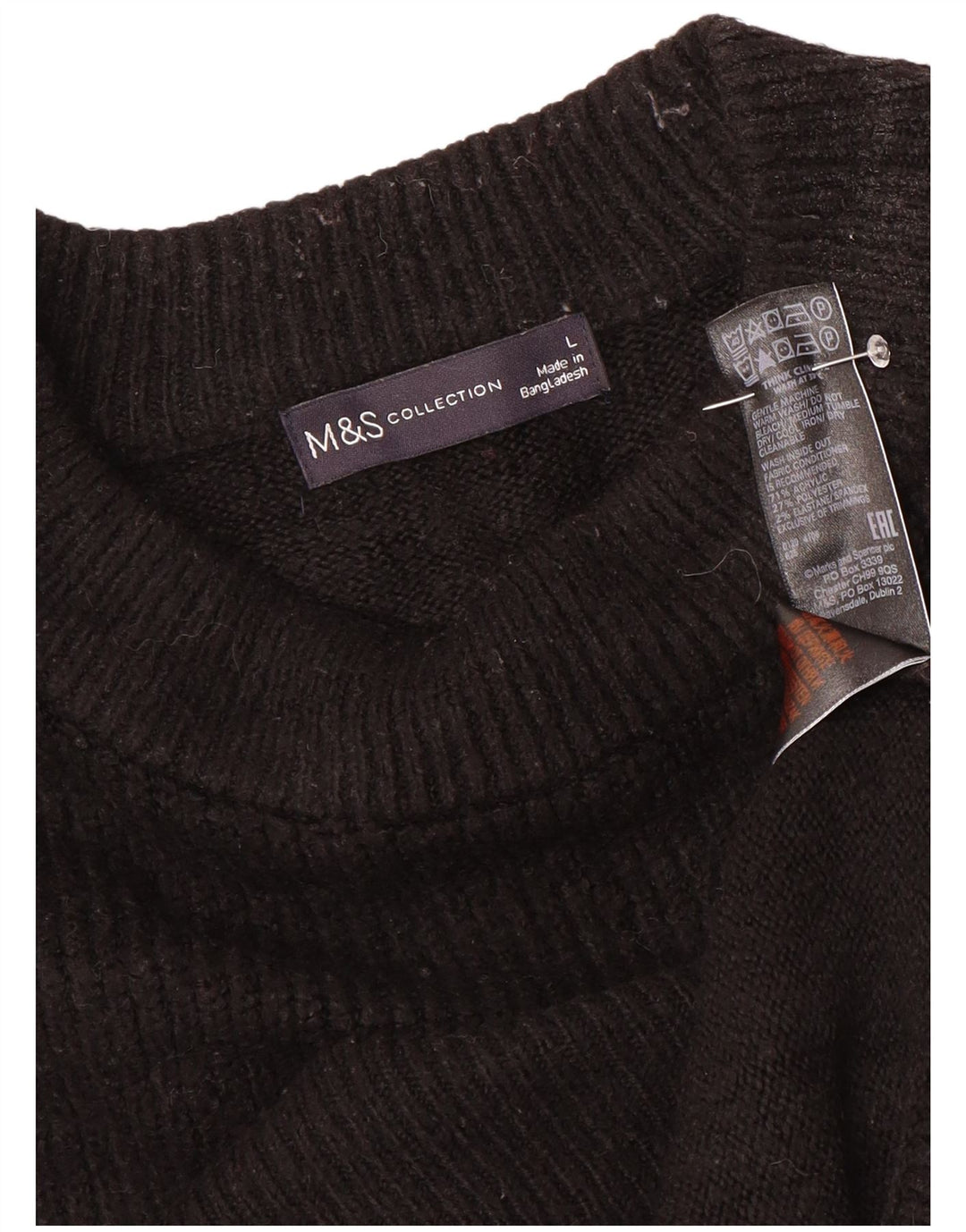 Marks & Spencer Jersey extragrande con cuello redondo para mujer, talla 40, color negro