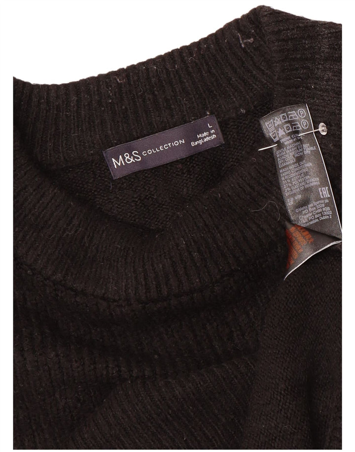 Marks & Spencer Jersey extragrande con cuello redondo para mujer, talla 40, color negro