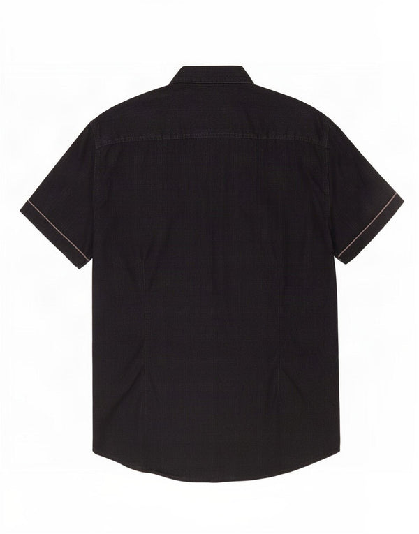 Guess Camisa gráfica de manga corta para hombre UK 40 Large Black Check Cotton