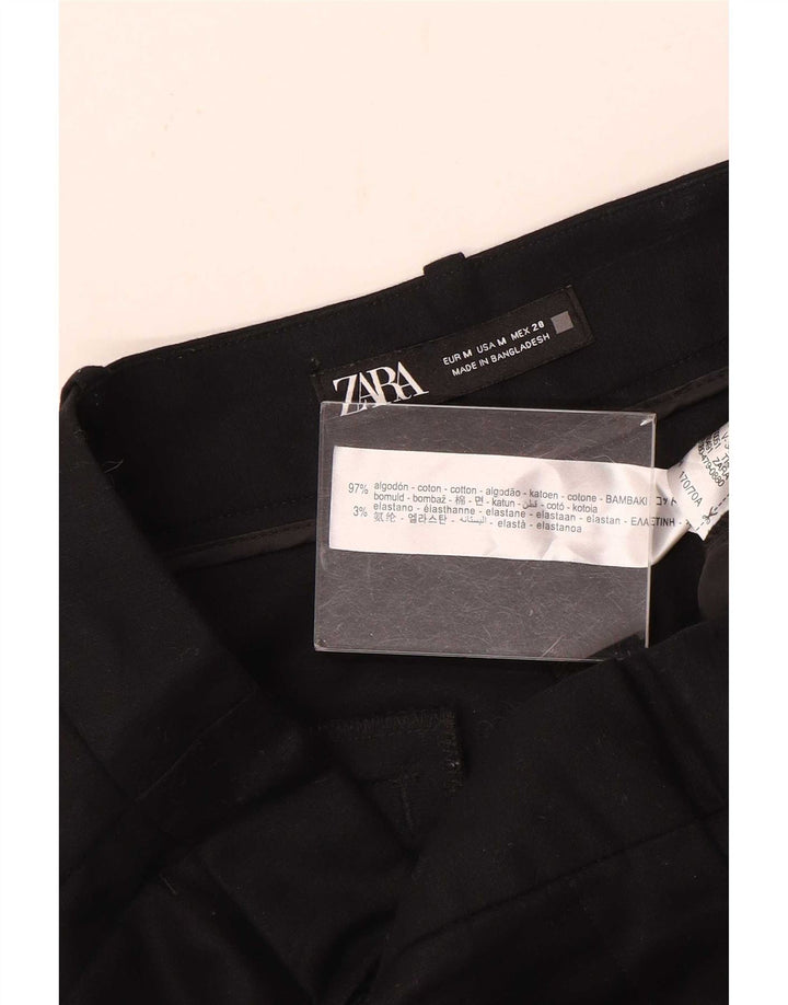 Zara Mujer Pantalones Cortos Chinos Pegged Mediano W28 Algodón Negro