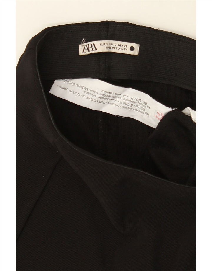 ZARA Womens Flare Casual Trousers Small W26 L32 Black Polyester Vintage Zara and Second-Hand Zara from Messina Hembry 