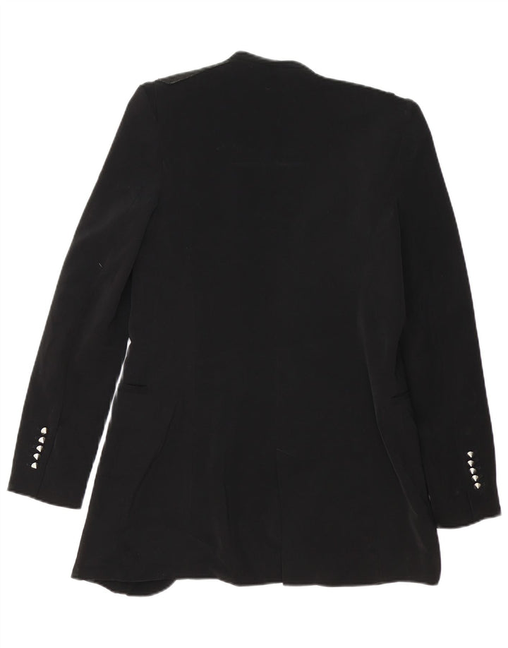ZARA Chaqueta tipo blazer abierta larga para mujer UK 10 Small Acetato negro