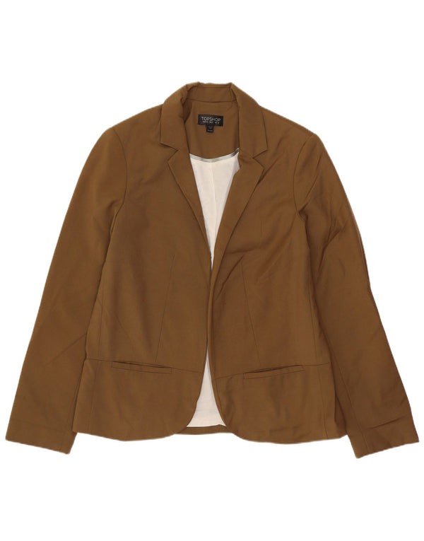 Topshop Chaqueta tipo blazer abierta de gran tamaño para mujer UK 10 Small Marrón Poliéster
