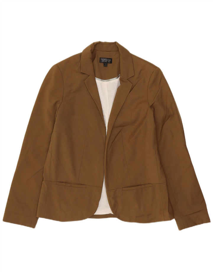 Topshop Chaqueta tipo blazer abierta de gran tamaño para mujer UK 10 Small Marrón Poliéster