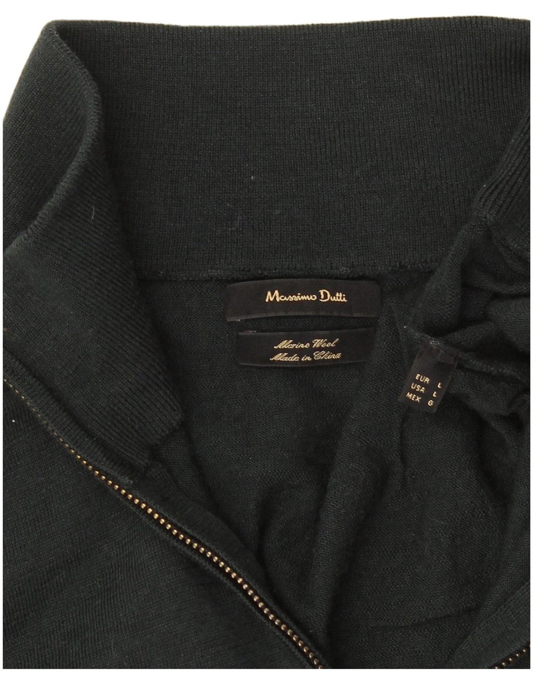 Massimo Dutti Hombre Jersey Con Cremallera Y Cuello Jersey Grande De Lana Merino Verde