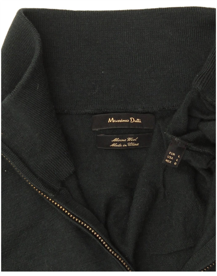 Massimo Dutti Hombre Jersey Con Cremallera Y Cuello Jersey Grande De Lana Merino Verde