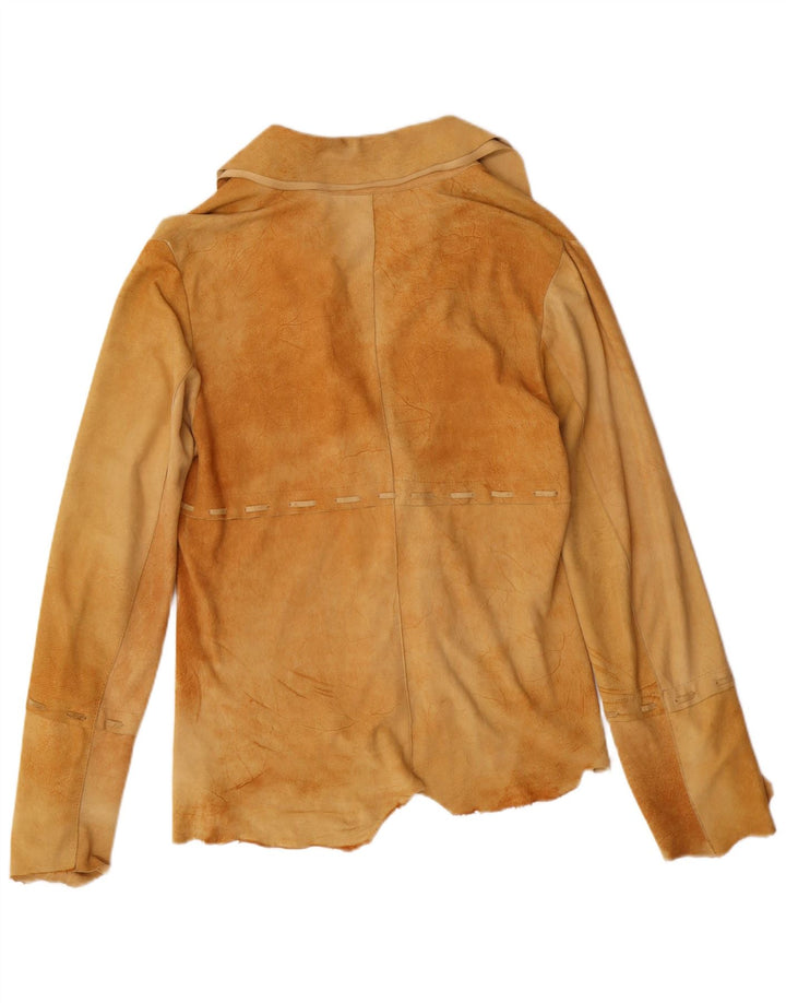 Fontanelli Chaqueta camisera de ante para mujer IT 46 Cuero beige grande