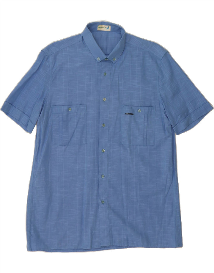 VINTAGE Mens Short Sleeve Shirt Large Blue Vintage Vintage and Second-Hand Vintage from Messina Hembry 