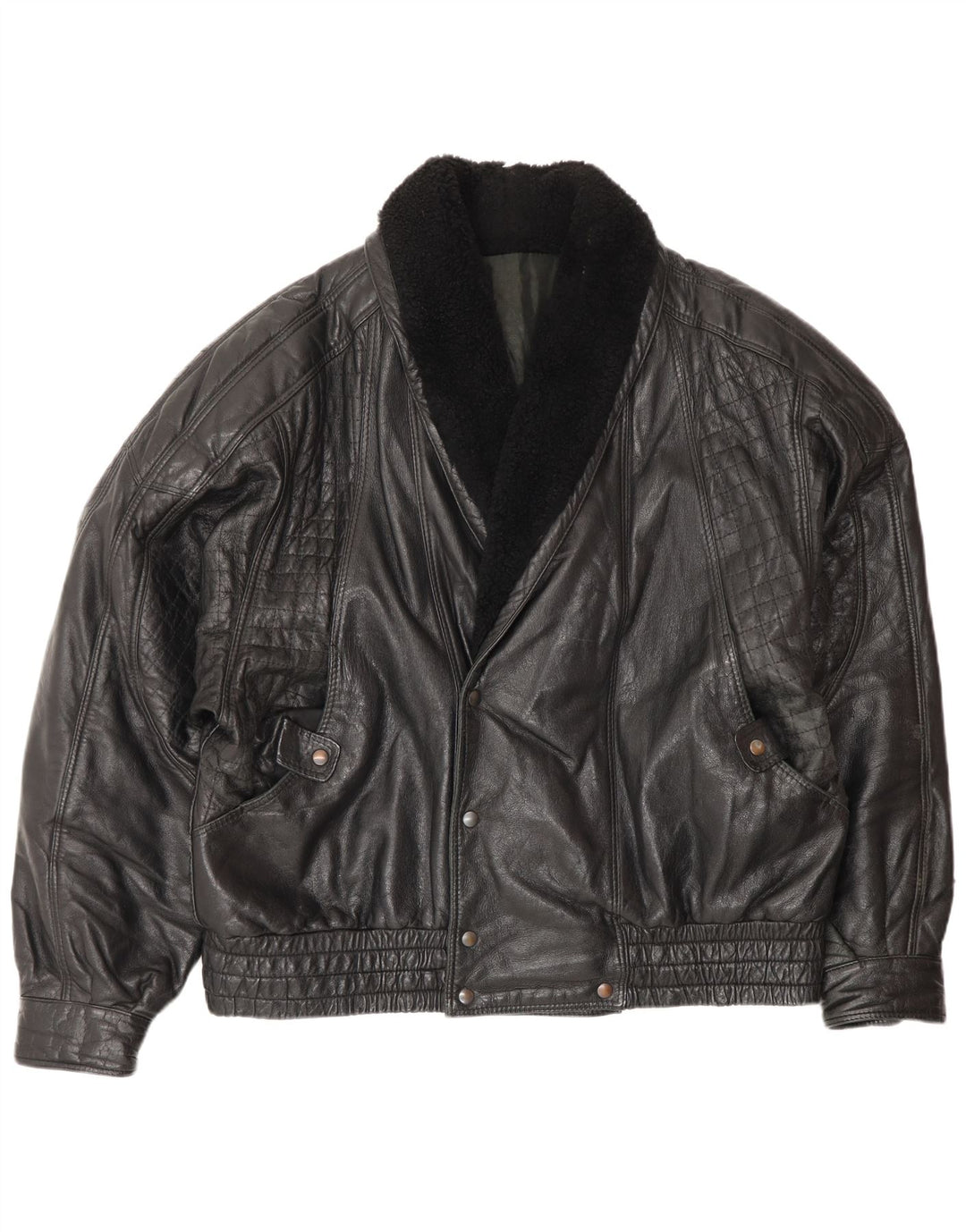 Chaqueta de cuero vintage para hombre IT 52 XL Negro