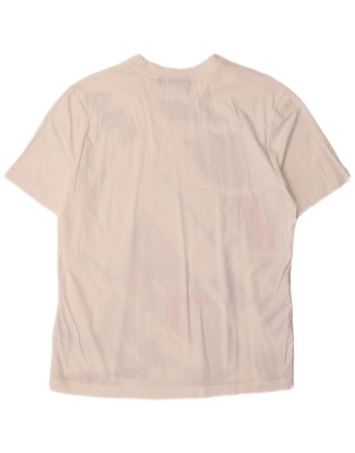 Fila Camiseta gráfica para hombre Top de algodón geométrico blanco mediano