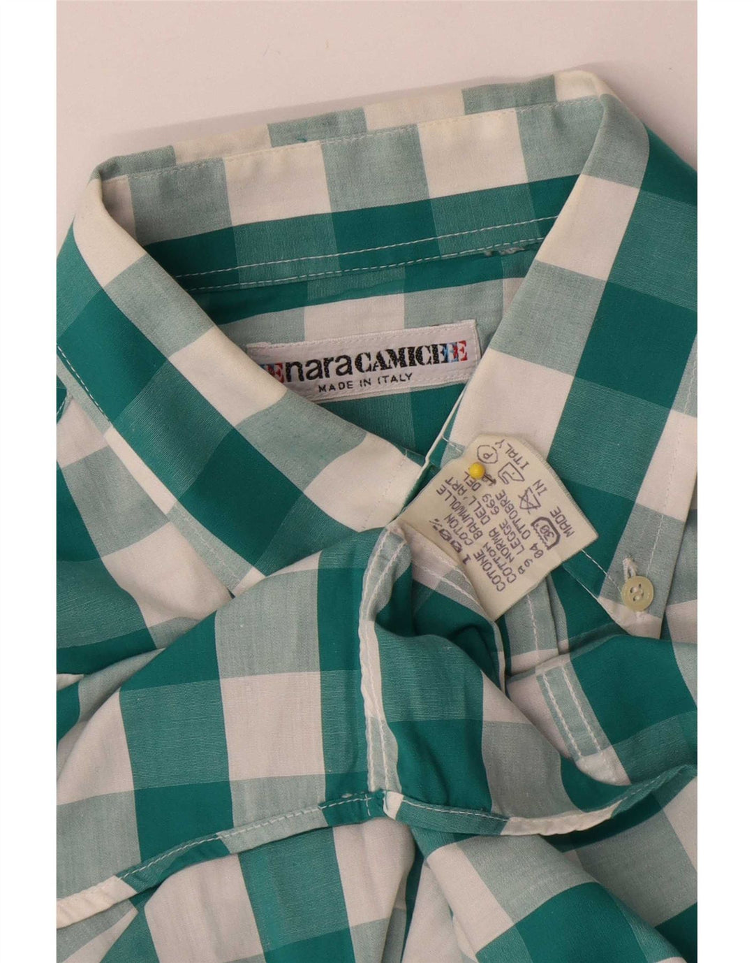 Enara Camicece Camisa Hombre Algodón Vichy Verde Medio